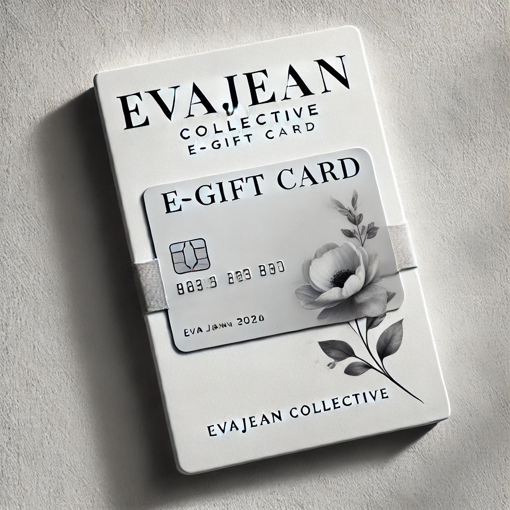 "Eva Jean Collective E-Gift Card with white background and black text"