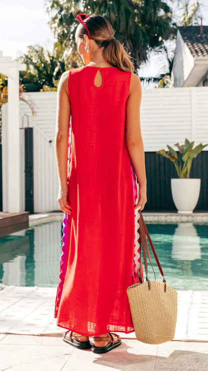 The Scarlet Ripple Maxi Dress