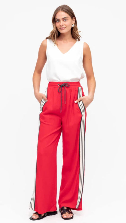 The Elite Stripe Pants - Scarlet Edition