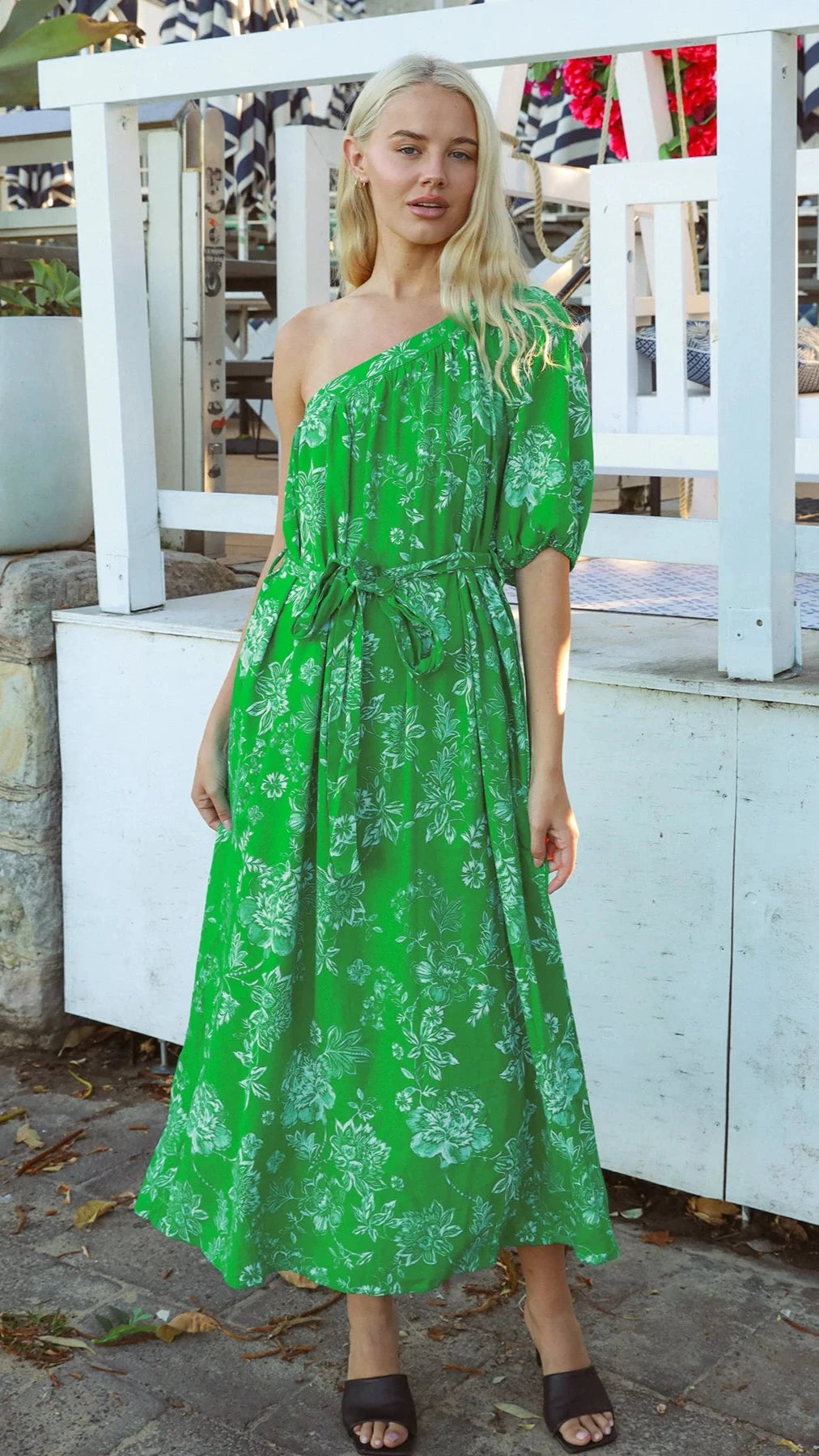 The Green Envy One-Shoulder Dress