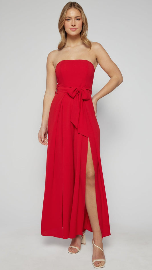 The Scarlet Tie Jumpsuit - Red