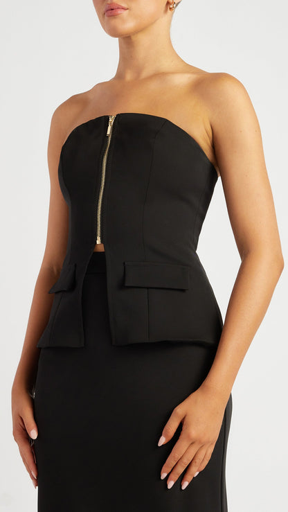 The Elisse Strapless Zip Front Top