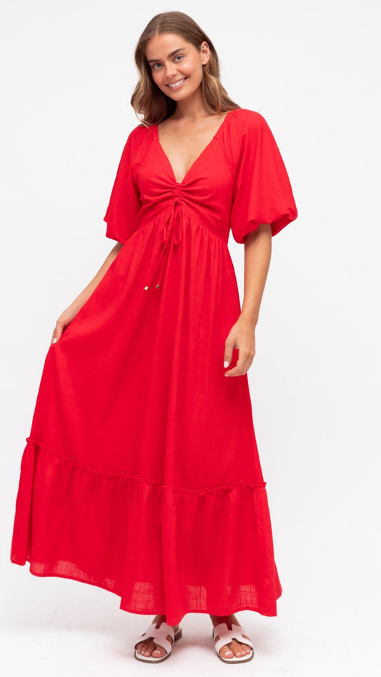 The Crimson Breeze Maxi Dress